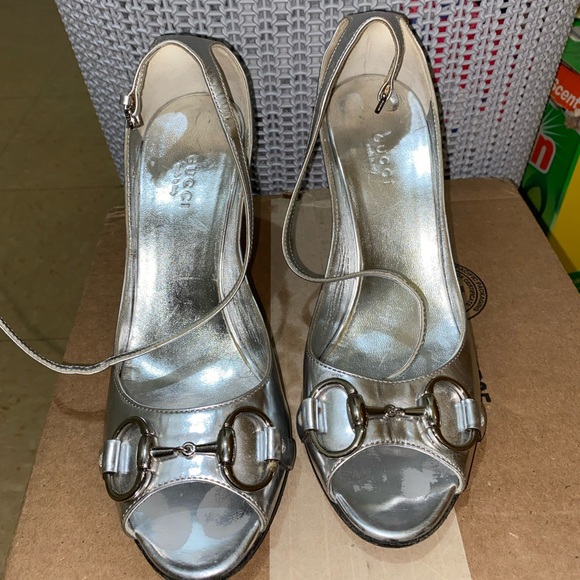 GUCCI HORSE-BIT WEDGES SHOES - Picture 4 of 5